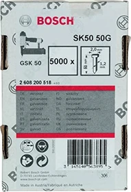 Bosch Professional SK50 50G Senkkopf-Stift verzinkt Tacker-Nägel, 50x1.2mm, 5000 Stück