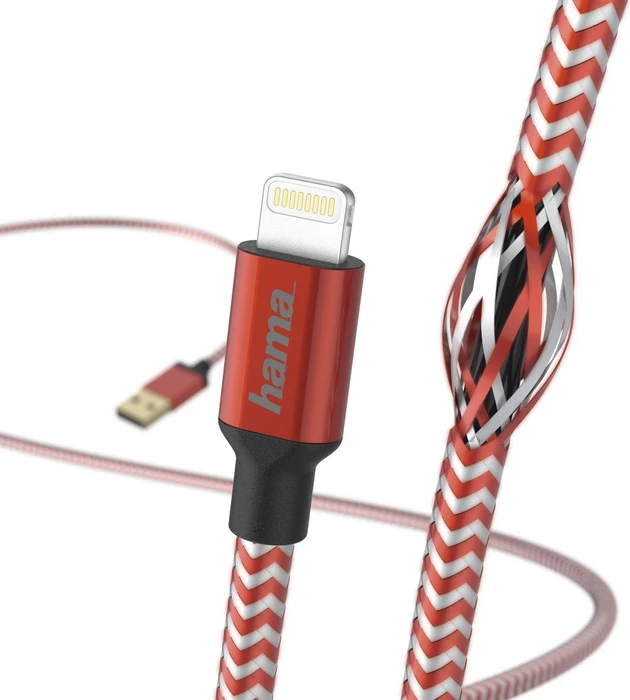 Hama Lade-/Datenkabel Reflective Lightning/USB-A 1.5m rot