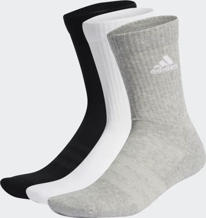adidas Cushioned Crew Socken medium grey heather/white/black, 3 Paare
