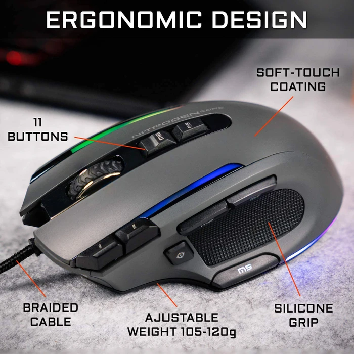 The G-Lab Kult Nitrogen CORE Gaming Mouse, schwarz, USB