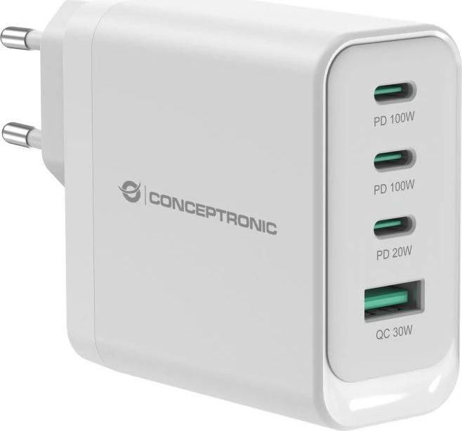 Conceptronic 4-Port 100W GaN USB-PD-Ladegerät weiß