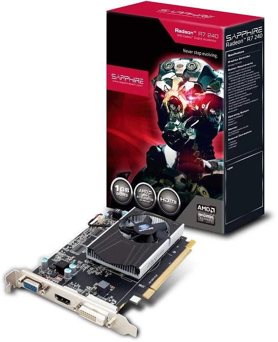 Sapphire Radeon R7 240, 1GB DDR3, VGA, DVI, HDMI, lite retail