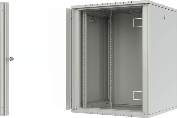 Lanview 19" Wandgehäuse 16HE, Flatpack, Glastür, IP20, RAL 7035, 450mm tief