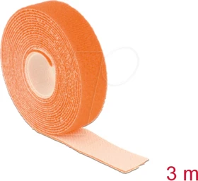 DeLOCK Klettband auf Rolle, 20mm, 3m, orange