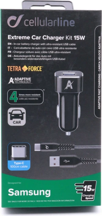 Cellularline Extreme Charger Kit 15W USB-C Samsung schwarz