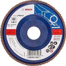 Bosch Professional X551 Expert for Metal Fächerschleifscheibe gerade K80, 115x22.23mm, 1 Stück