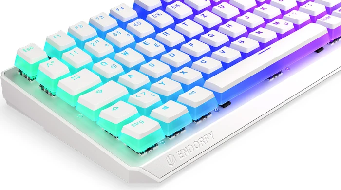 Endorfy Thock 75% Wireless Pudding, Onyx White, PBT, LEDs RGB, hot-swap, Kailh Box BLACK, USB/Bluetooth, DE