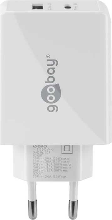 Wentronic Goobay USB-C PD Dual-Schnellladegerät 30W weiß