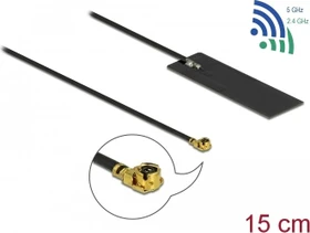 DeLOCK WLAN 802.11 ac/ax/a/h/b/g/n, Klebemontage Antenne, 5GHz/2.4GHz, 2-4dBi, MHF, omnidirektional