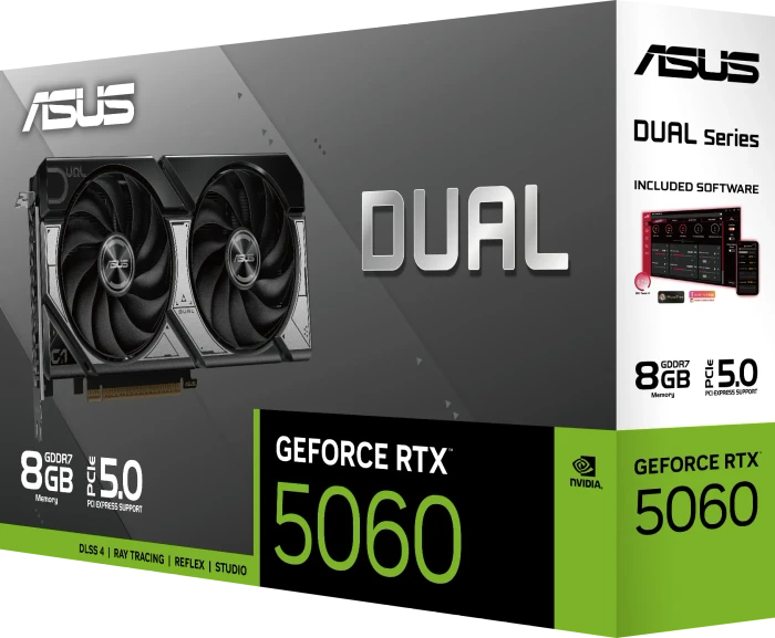 ASUS Dual GeForce RTX 5060, DUAL-RTX5060-8G, 8GB GDDR7, HDMI, 3x DP