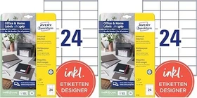 Avery-Zweckform Etiketten, 70x36mm, weiß, 10 Blatt (240 Etiketten)