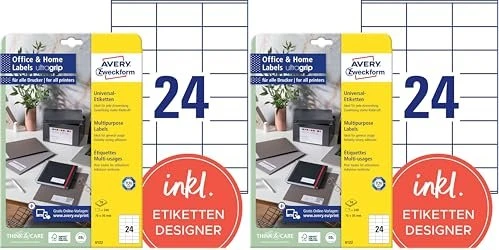 Avery-Zweckform Etiketten, 70x36mm, weiß, 10 Blatt (240 Etiketten)