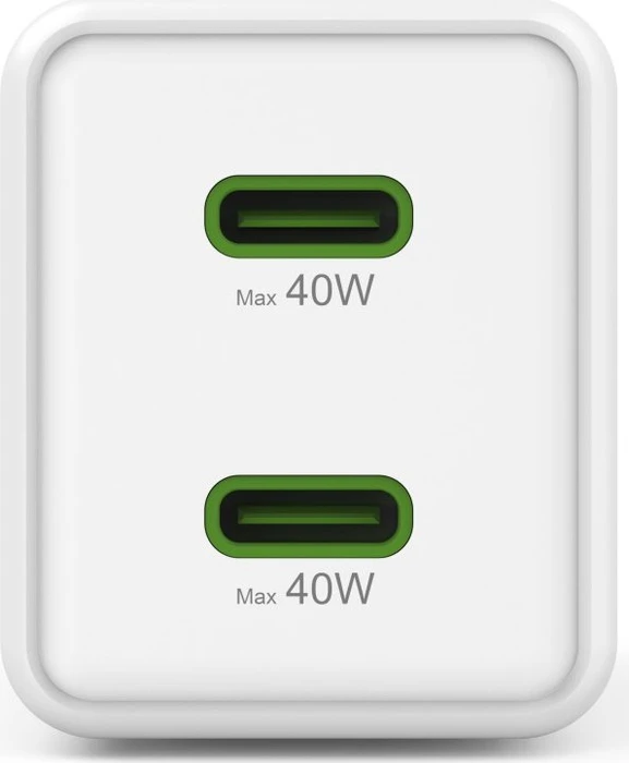 Hama Schnellladegerät GaN 2x USB-C Super-Mini-Ladegerät PD 40 W weiß