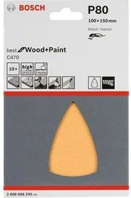 Bosch Professional C470 Best for Wood and Paint Schleifblatt K80, 100x150mm, 10 Stück
