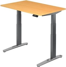 Hammerbacher Ergonomic Aktiv XBHM12 elektrisch höhenverstellbarer Sitz-Steh-Schreibtisch 120x80cm Buche/graphit