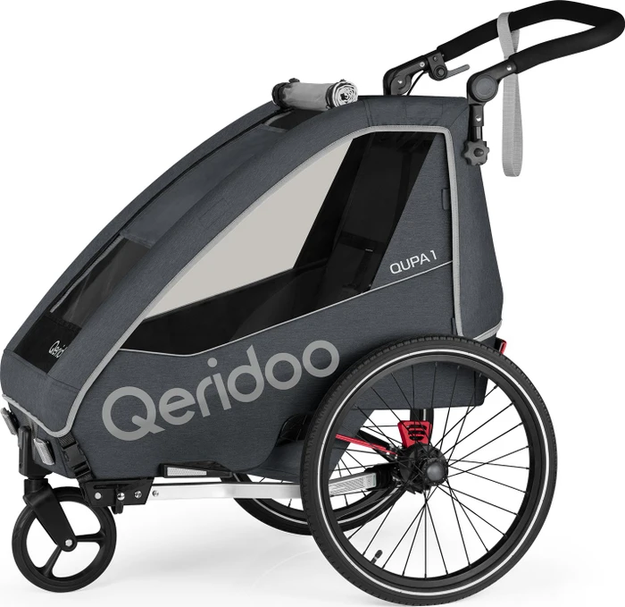Qeridoo QUPA 1 Fahrradanhänger grau (Modell 2023)