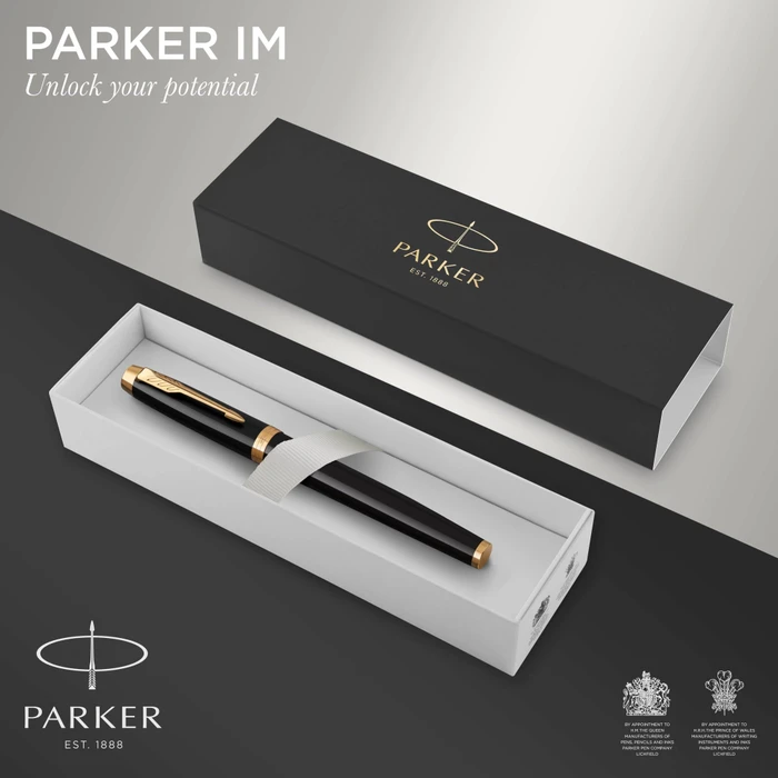 Parker IM Tintenroller (Mine) black lacquer/gold trim, Geschenkbox