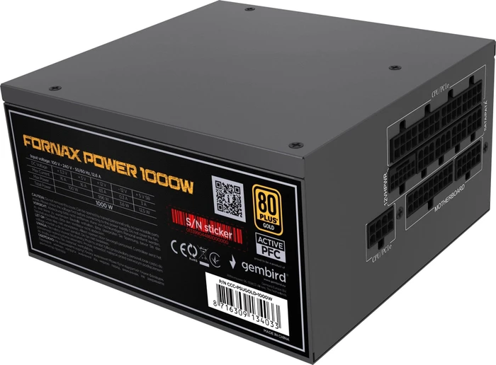 Gembird Fornax Power Gold schwarz 1000W, ATX 3.1