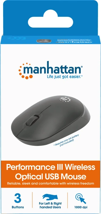 Manhattan Wireless Performance Maus III schwarz, USB