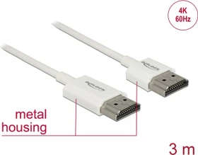 DeLOCK Slim 4K High Speed mit Ethernet HDMI 2.0 Kabel weiß, 3m