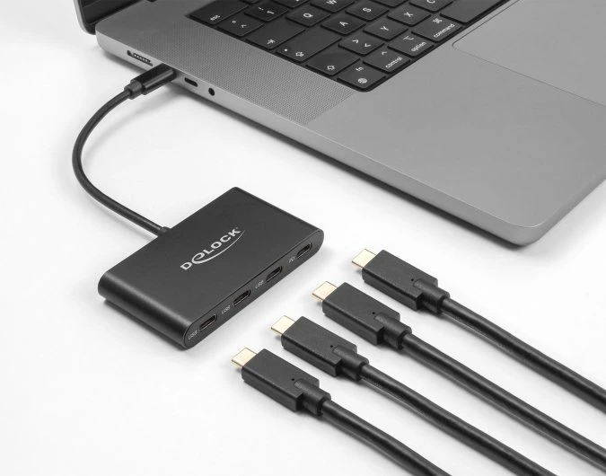DeLOCK 3-Port USB-C-Hub mit PD, 3x USB-C 3.0, USB-C 3.0 [Stecker]