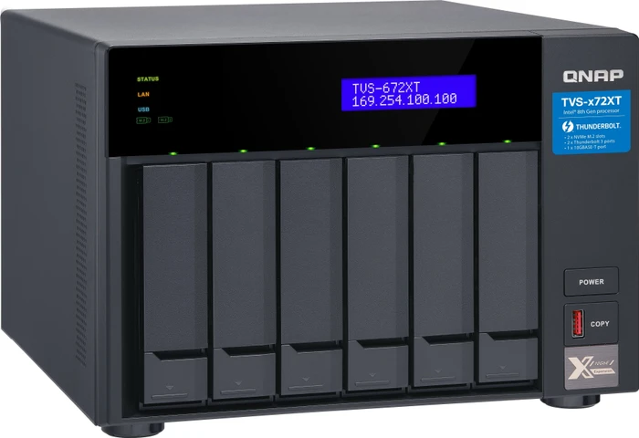 QNAP QuTS hero TVS-672XT-i3-8G, 8GB RAM, 1x RJ-45 10GBase-T, 2x RJ-45 1000Base-T