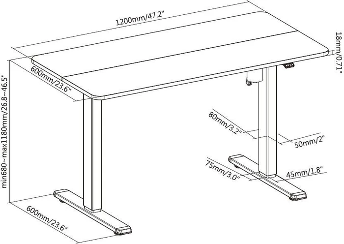 Equip ERGO elektrisch höhenverstellbarer Sitz-Steh-Schreibtisch 120x60cm schwarz/schwarz