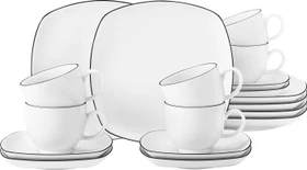 Seltmann Weiden Lido Black Line Kaffeeservice eckig, 18-tlg.