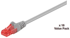 MicroConnect Patchkabel, Cat6, U/UTP, RJ-45/RJ-45, 3m, grau, 10er-Pack