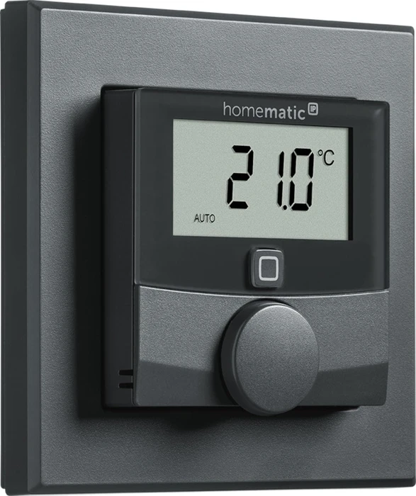 eQ-3 Homematic IP Wandthermostat mit Luftfeuchtigkeitssensor anthrazit, Funk-Wandthermostat
