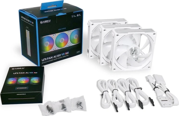 Lian Li Uni Fan AL120 V2, weiß, LED-Steuerung, 120mm, 3er-Pack