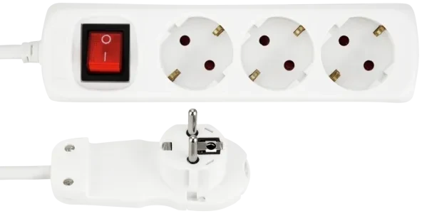 REV Ritter Mehrfach-Steckdosenleiste Smart mit Flachstecker, 3-fach, 1.4m, weiß