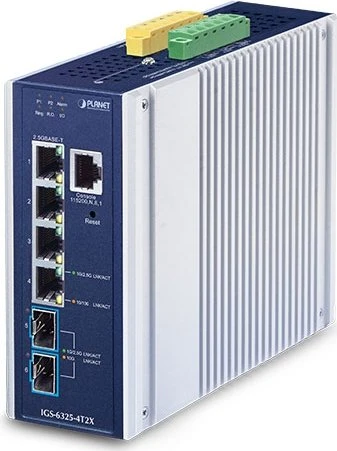 Planet IGS-6325 Industrial Railmount 2.5G Managed Switch, 4x RJ-45, 2x SFP+