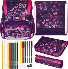 Herlitz Loop Plus Butterflies Schultaschen-Set, 4-tlg.