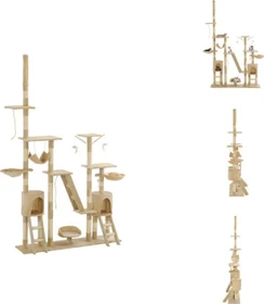 vidaXL Katzen-Kratzbaum mit Sisal-Kratzsäulen, 230-250cm, beige