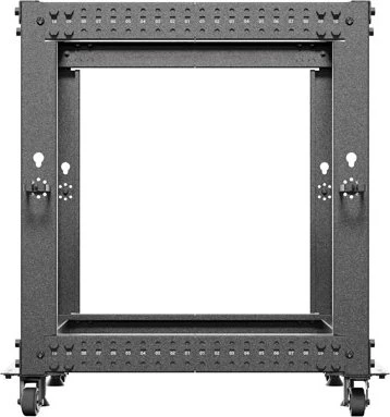Lanberg Open Rack Series 19" Open Frame Rack 12HE, 4-Pfosten, mit Rollen, Flat Pack, tiefenverstellbar, 576-1033mm, RAL 9004, 641mm tief