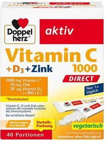 Doppelherz aktiv Vitamin C 1000 + D 3+ Zink Direct Pellets, 40 Stück