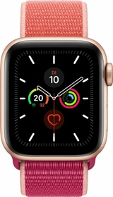Apple Watch Series 5 (GPS) 40mm Aluminium gold mit Sport Loop granatapfel