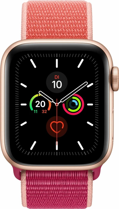 Apple Watch Series 5 (GPS) 40mm Aluminium gold mit Sport Loop granatapfel