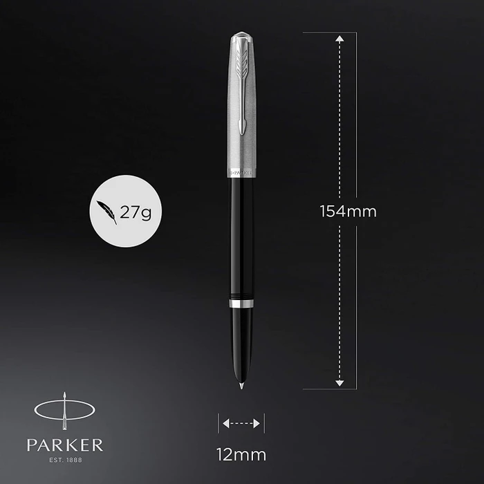 Parker 51 black resin/chrome trim, rechte Hand, fein, Geschenkbox