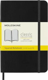 Moleskine Klassik Notizbuch, 90x140mm, kariert, weicher Einband Pocket, schwarz, 192 Blatt