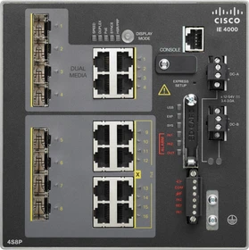 Cisco IE 4000 LAN Base Industrial Railmount Managed Switch, 8x RJ-45, 4x SFP, 4x RJ-45/SFP, 240W PoE+ (IE-4000-4S8P4G-E)