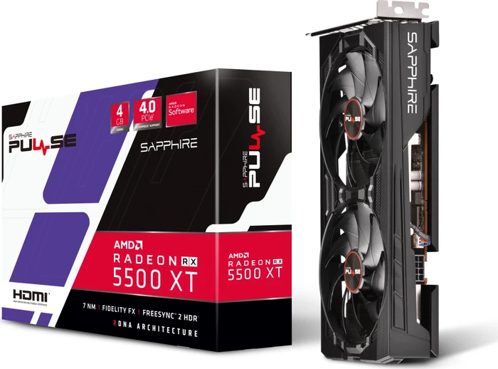 Sapphire Pulse Radeon RX 5500 XT 4G, 4GB GDDR6, HDMI, 3x DP, lite retail