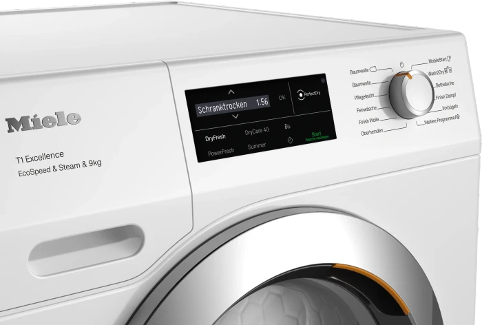 Miele T1 Excellence TEL795WP EcoSpeed & Steam & 9kg Wärmepumpentrockner lotosweiß