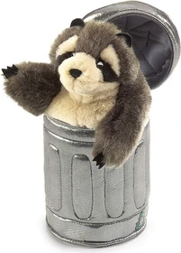 Folkmanis Handpuppe Waschbär in Mülltonne