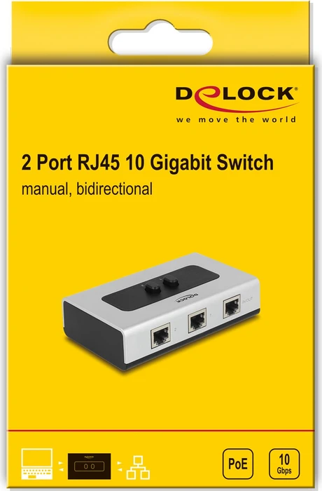 DeLOCK Switch RJ45 10Gbps 2-Port, manuell bidirektional