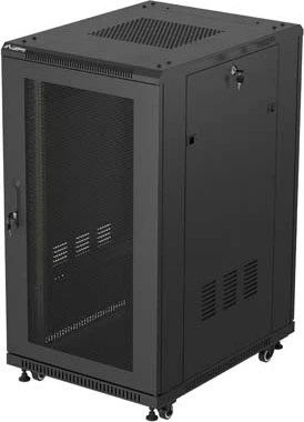 Lanberg 19" Rackschrank 22HE, LCD, freistehend, Flat Pack, V2, Gitternetztür, IP20, RAL 9004, 800mm tief