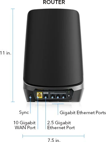 Netgear Orbi Wi-Fi 6E, 960 Serie RBKE963B, AXE11000, schwarz, Router und 2x Repeater Set, 3er-Bundle
