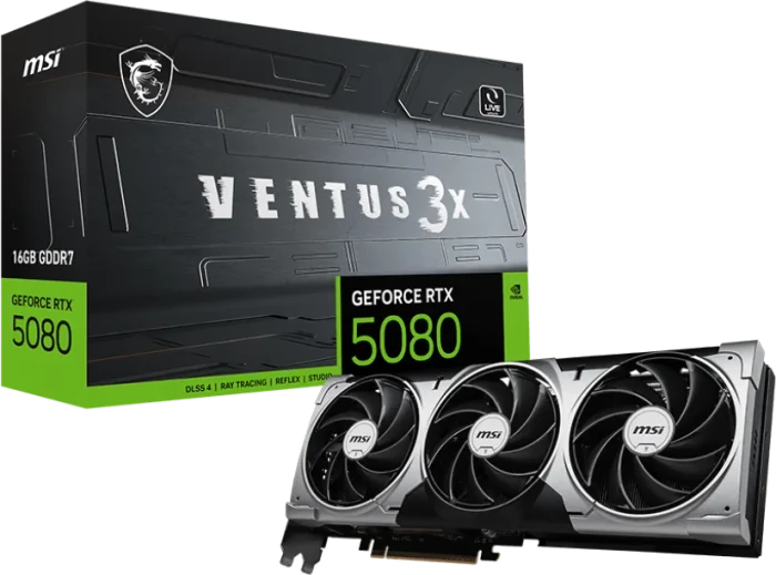 MSI GeForce RTX 5080 16G Ventus 3X, G5080-16V3, 16GB GDDR7, HDMI, 3x DP