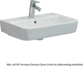 Geberit Renova Compact Waschtisch 55cm, Hahnloch mittig, mit Überlauf, weiß